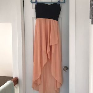 Size 10 peach/black high-low dress